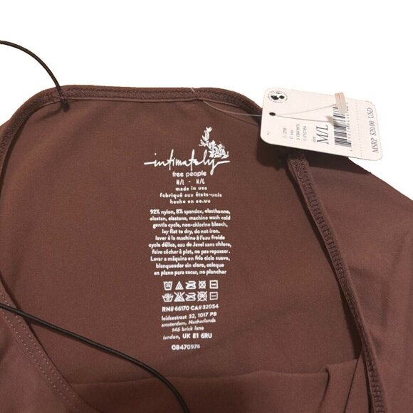 Free People Intimately Skinny Strap Brami CropTop Brown Cappucino Womens M/L NWT - Picture 4 of 4